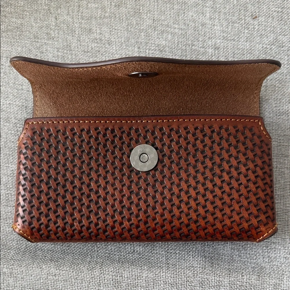 Brown Leather belt phone case with Bull Design